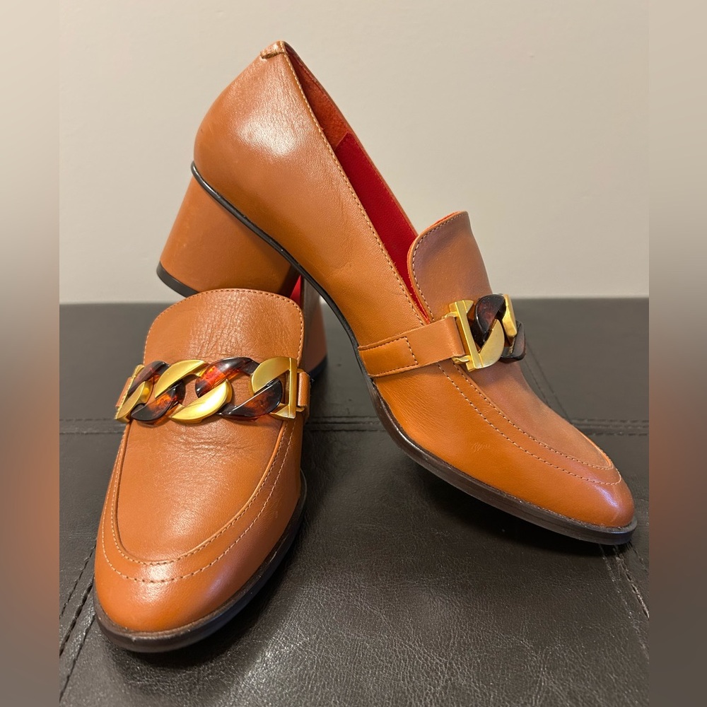 Kurt Geiger Leather Block Heel Loafers Size 6